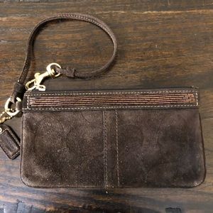 Coach Brown Suede Wristlet